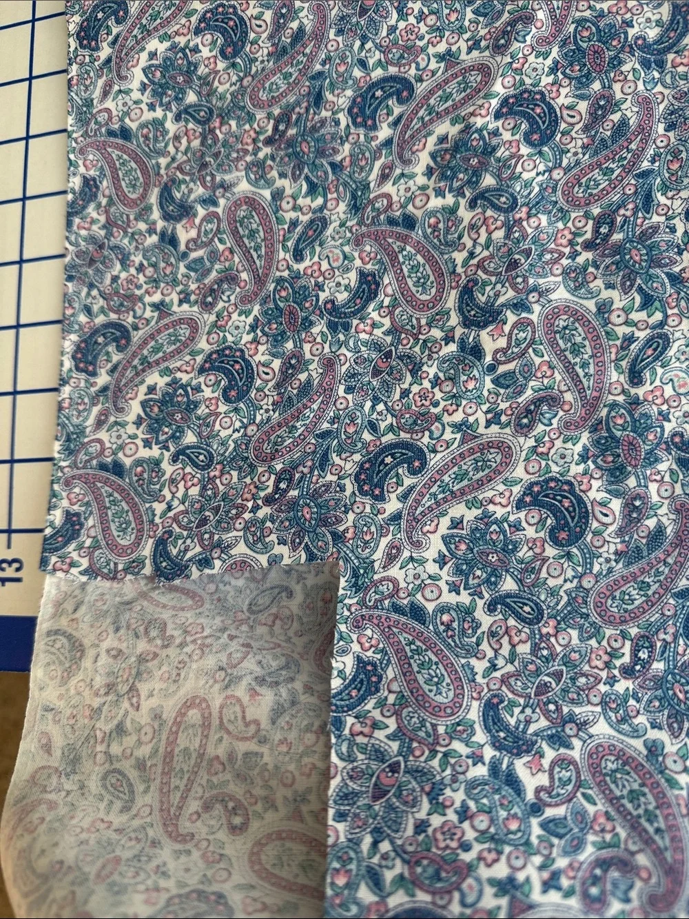 Vintage Peter Pan Fabrics Paisley Floral Cotton Fabric 1 3/4 Yards x 44”